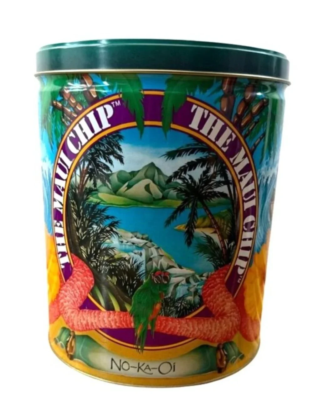 Vintage 1986 The Maui Chip Collector Tin Canister Hawaii No-Ka-Oi